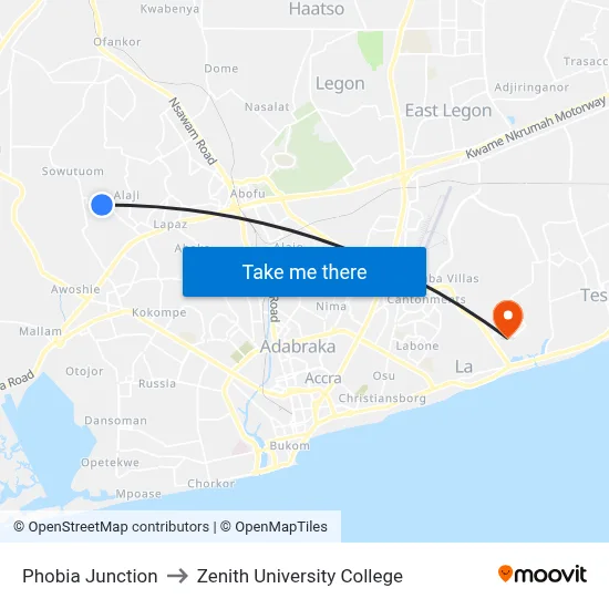 Phobia Junction to Zenith University College map