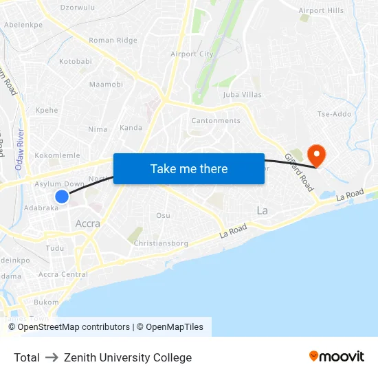 Total to Zenith University College map