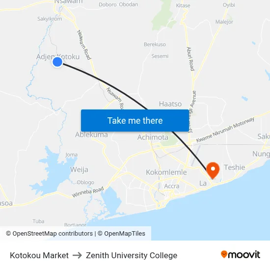 Kotokou Market to Zenith University College map