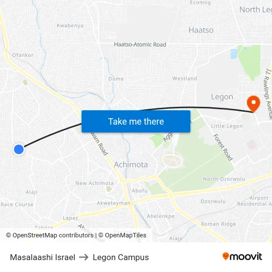 Masalaashi Israel to Legon Campus map
