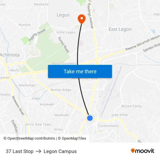37 Last Stop to Legon Campus map