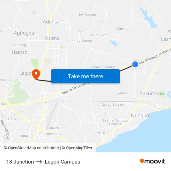 18 Junction to Legon Campus map