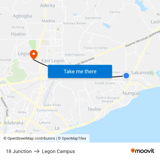 18 Junction to Legon Campus map