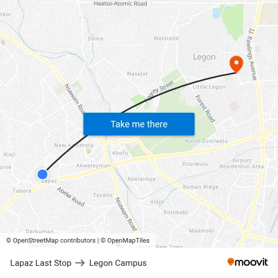 Lapaz Last Stop to Legon Campus map