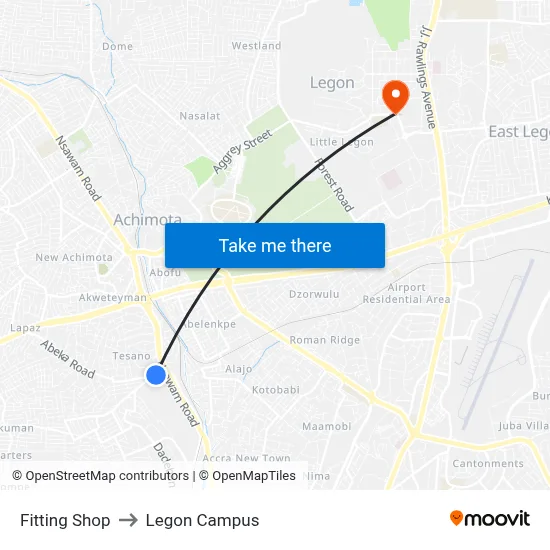 Fitting Shop to Legon Campus map