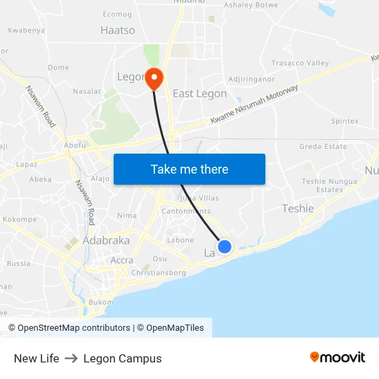 New Life to Legon Campus map