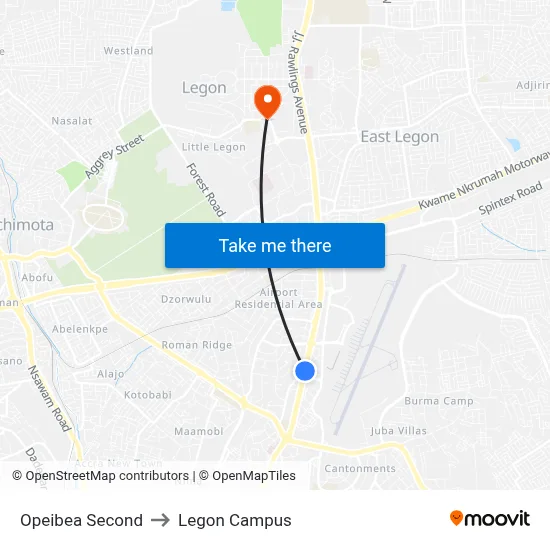 Opeibea Second to Legon Campus map