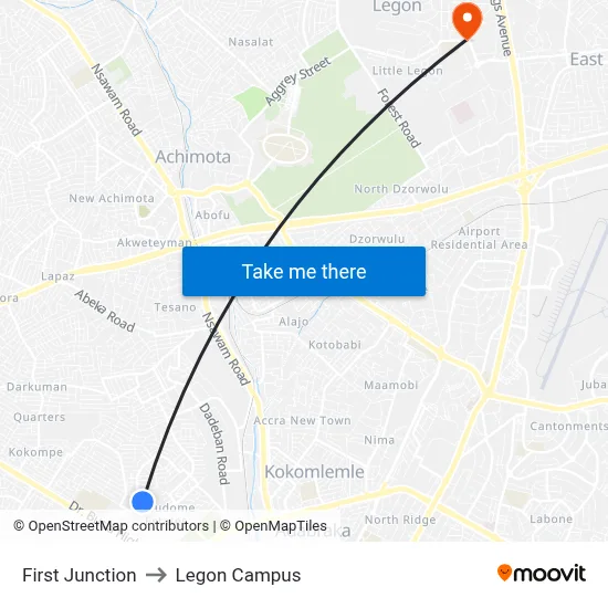 First Junction to Legon Campus map