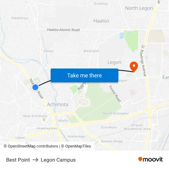 Best Point to Legon Campus map