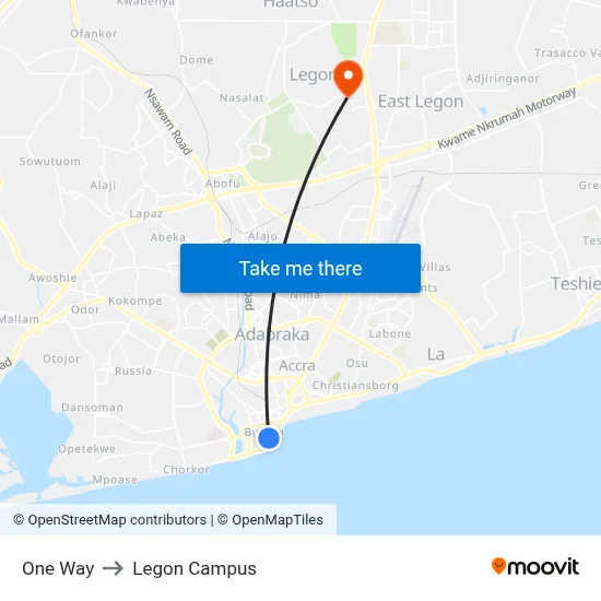 One Way to Legon Campus map