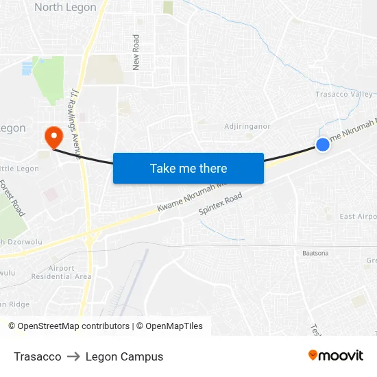 Trasacco to Legon Campus map
