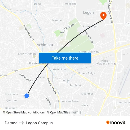 Demod to Legon Campus map
