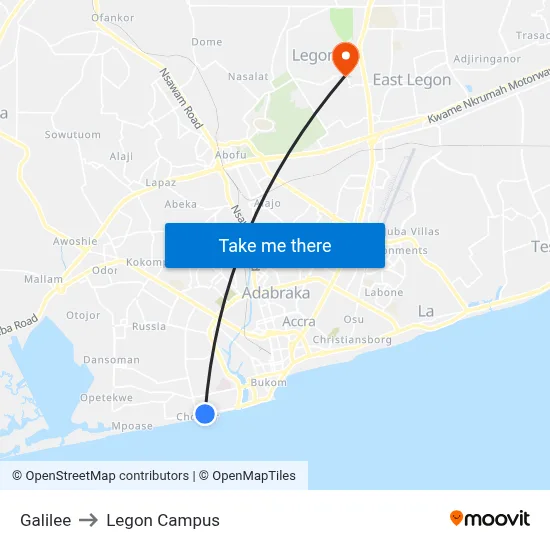 Galilee to Legon Campus map