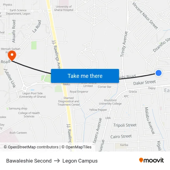 Bawaleshie Second to Legon Campus map