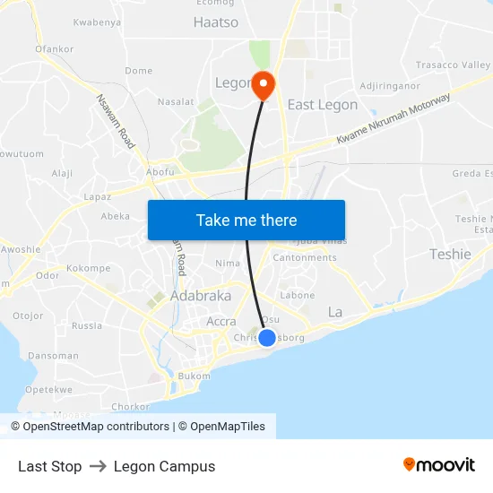 Last Stop to Legon Campus map