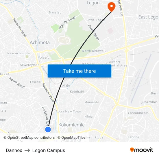 Dannex to Legon Campus map