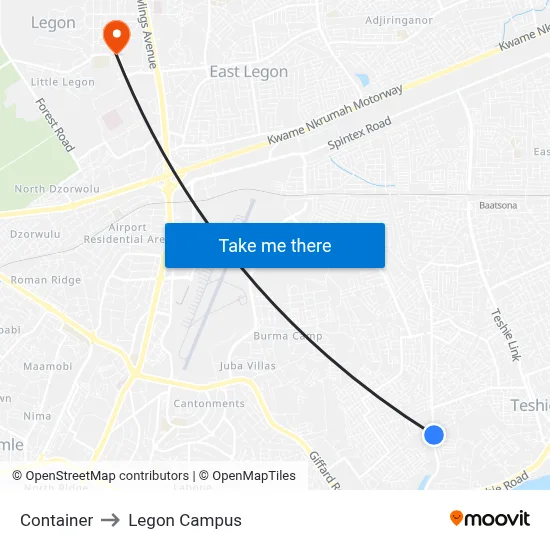 Container to Legon Campus map
