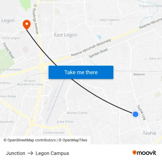 Junction to Legon Campus map