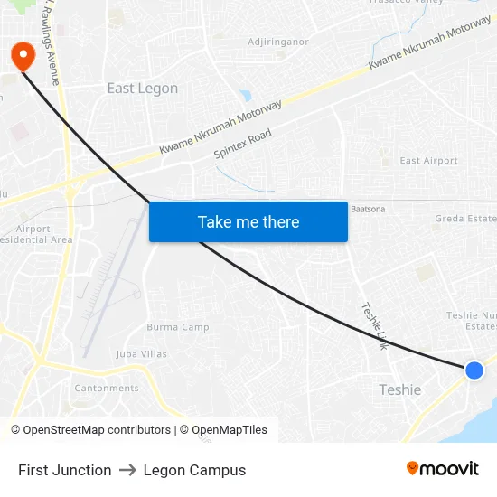 First Junction to Legon Campus map