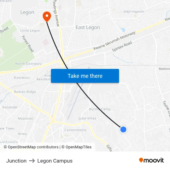 Junction to Legon Campus map