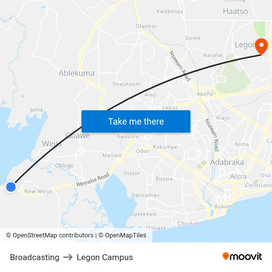 Broadcasting to Legon Campus map