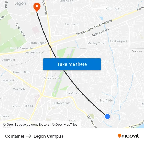 Container to Legon Campus map