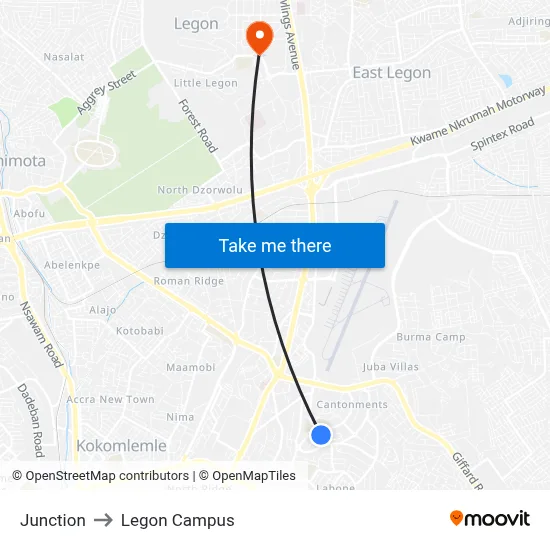 Junction to Legon Campus map