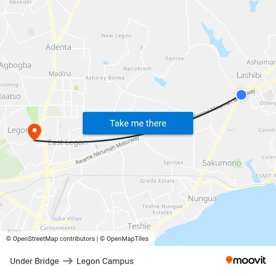 Under Bridge to Legon Campus map