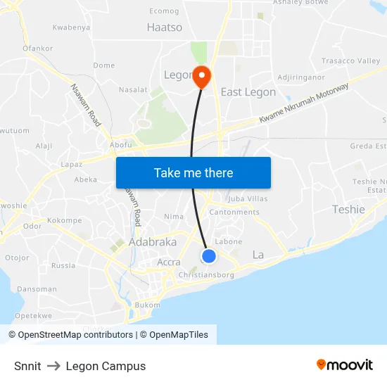 Snnit to Legon Campus map