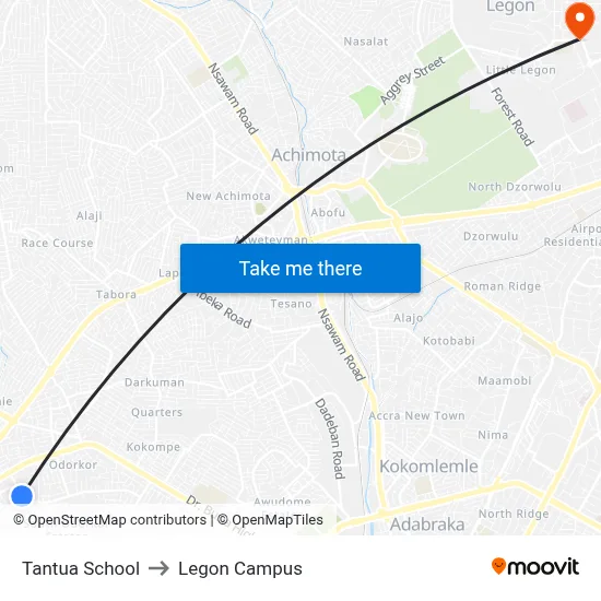 Tantua School to Legon Campus map
