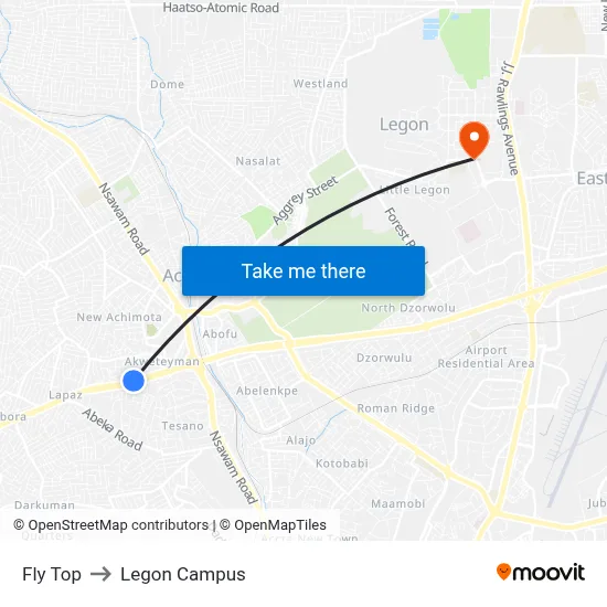 Fly Top to Legon Campus map
