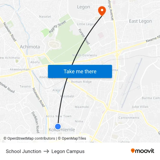 School Junction to Legon Campus map