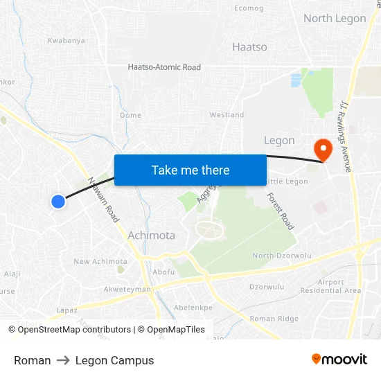 Roman to Legon Campus map