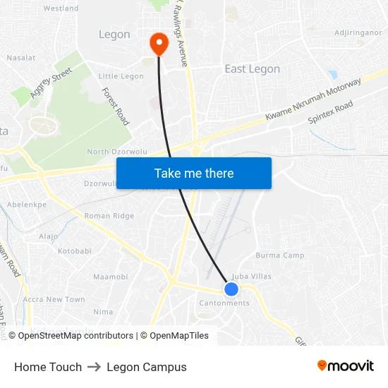 Home Touch to Legon Campus map