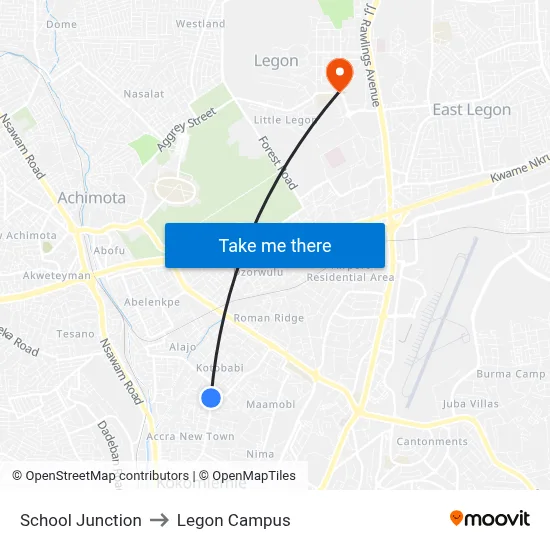 School Junction to Legon Campus map