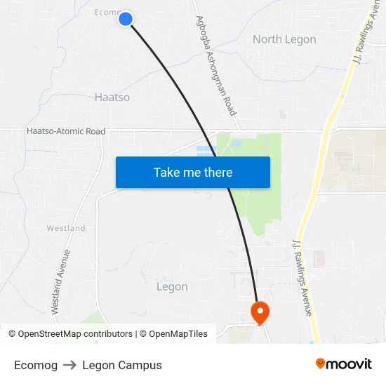 Ecomog to Legon Campus map