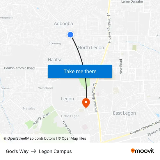 God's Way to Legon Campus map