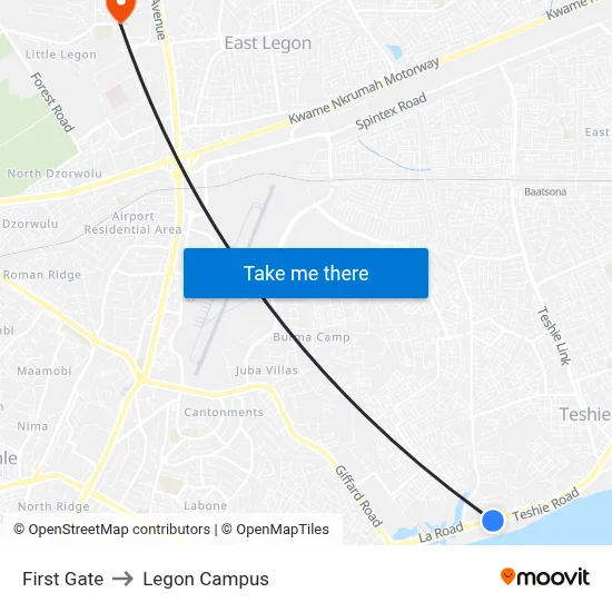 First Gate to Legon Campus map
