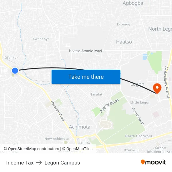 Income Tax to Legon Campus map