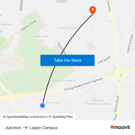 Junction to Legon Campus map