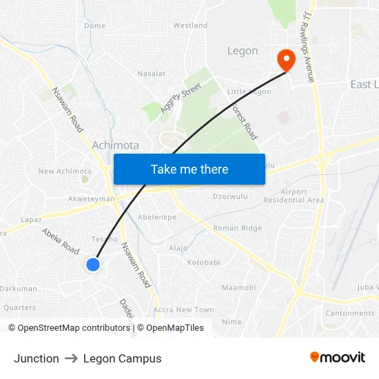 Junction to Legon Campus map