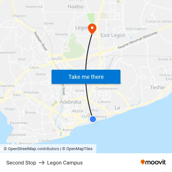 Second Stop to Legon Campus map