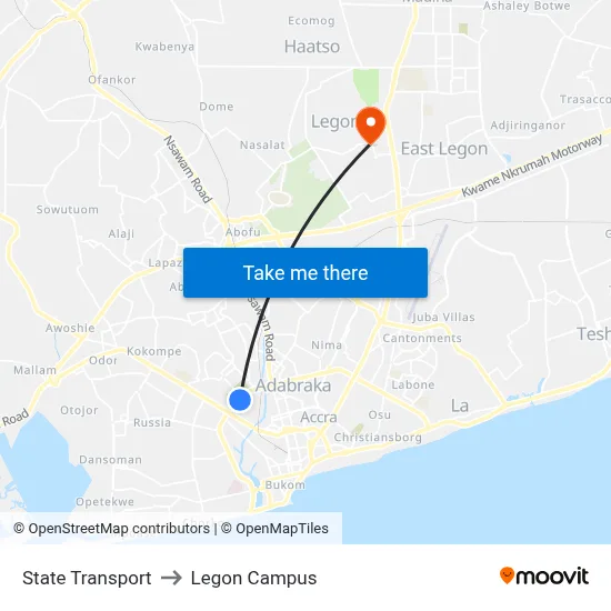 State Transport to Legon Campus map