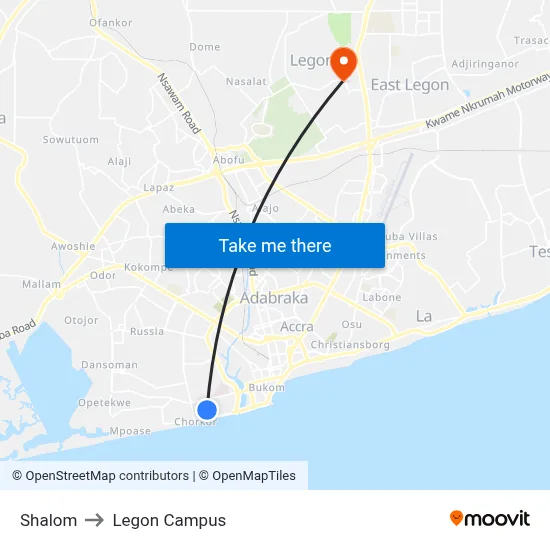 Shalom to Legon Campus map