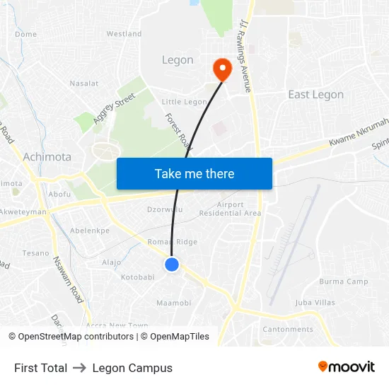 First Total to Legon Campus map