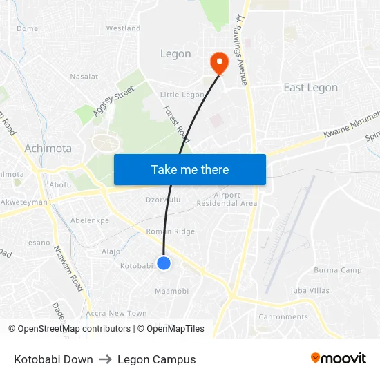Kotobabi Down to Legon Campus map