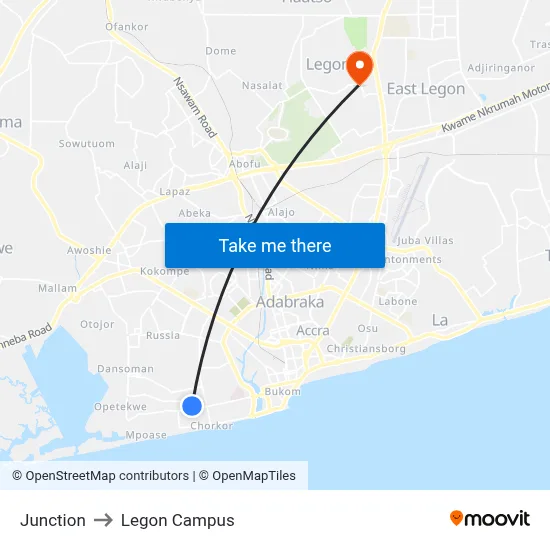 Junction to Legon Campus map