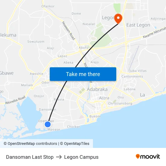 Dansoman Last Stop to Legon Campus map