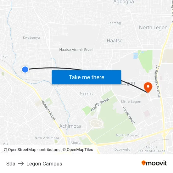 Sda to Legon Campus map