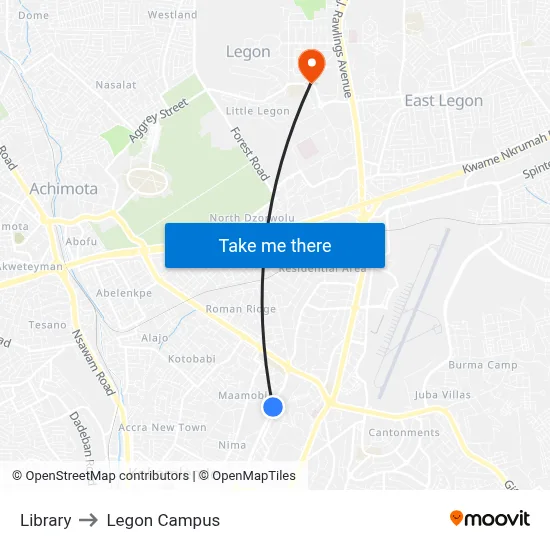 Library to Legon Campus map